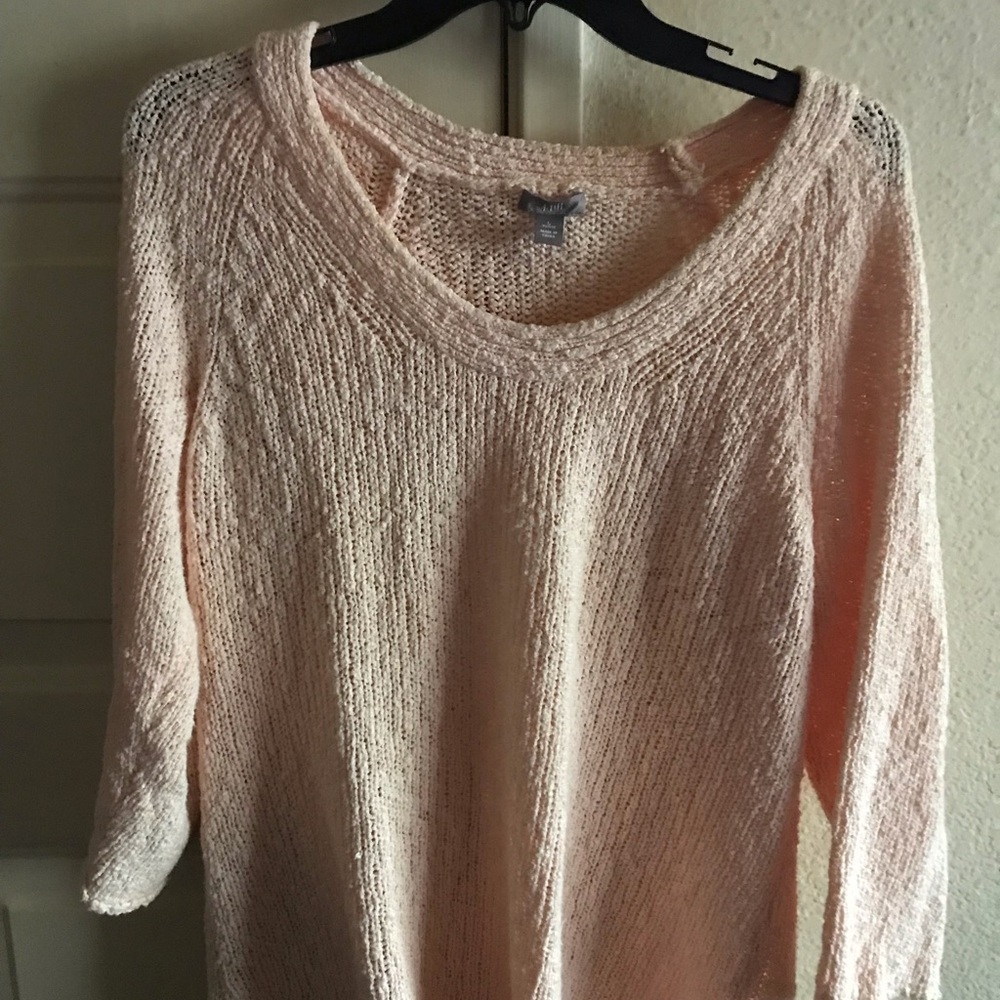 J. Jill Pink Crew Neck Sweater with Textured Knit
